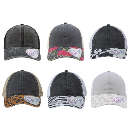 Women’s Printed Visor with Mesh Back Cap – JANET Women's Printed Visor with Mesh Back Cap - JANET