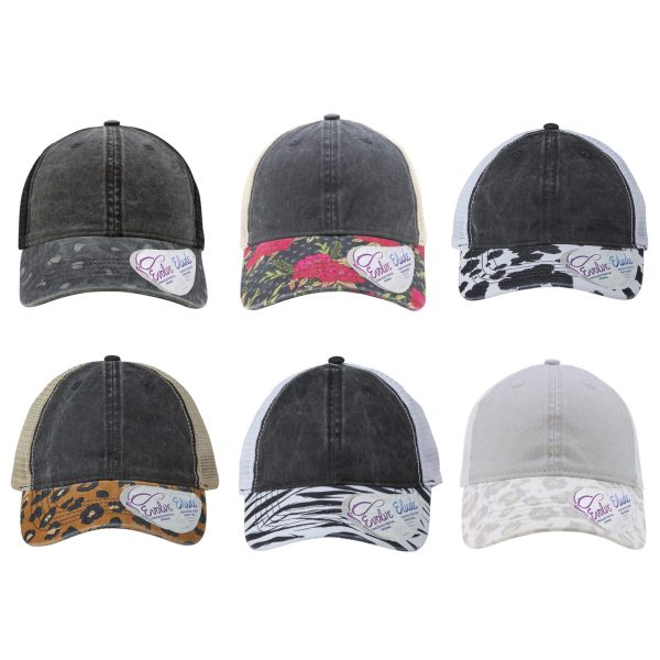 Women's Printed Visor with Mesh Back Cap - JANET